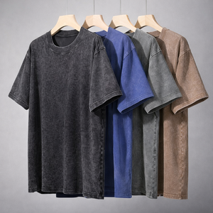 Camisetas de 380 g/m² con lavado ácido para mujer, transpirables, personalizadas, informales, lisas, extragrandes, al por mayor - Product Image 2