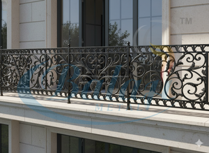 Rampe de balcon décorative moderne en fonte royale haute performance, projets immobiliers haut de gamme, résistante aux intempéries, gris poli - Product Image 4