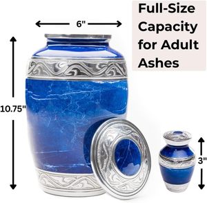 2026 New Trending Blue Marble Finish Companion Cremation <b>Urn</b> Set for Human Ashes Set with <b>Large</b> Adult <b>Urn</b> & 4 Keepsake <b>Urns</b> - Product Image 3