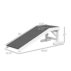 Rampa Leggera per Cani per Letto 49 X 16 X 14 Bianca con Superficie Antiscivolo in Moquette, Piattaforma con Copertura Rimovibile, Accessorio per l'Accesso degli Animali Domestici per la Casa - Product Image 3