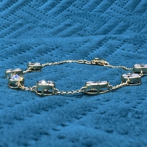 Bracelet de luxe en or massif 14 carats avec diamant certifié IGI, taille poire, serti clos, maillons de chaîne, bijoux pour femme pour mariage et anniversaire - Product Image 4