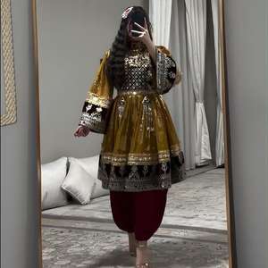 Robes Salwar Kameez Afghanes Kuchi Broderie Dentelle Haute Qualité Respirantes Robes de Mariage 2025 Vente Chaude en Gros - Product Image 2