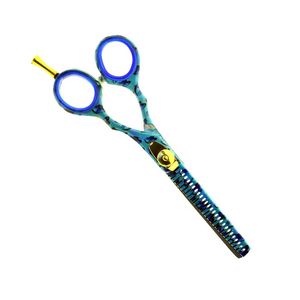 Tijeras de Adelgazamiento de Pelo con Diseño Camuflaje Azul, 30 Dientes, Hoja de Acero Inoxidable, Mango Largo, para Diestros - Product Image 3