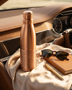 Premium Pure Copper Water <b>Bottle</b> Ribbed Design Leak Proof Ayurvedic Drinking <b>Bottle</b> Reusable Eco Friendly Copper <b>Flask</b> for Home - Product Image 6