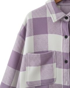 Chemise-veste surdimensionnée à carreaux blancs lavande personnalisée pour homme, à manches longues, boutonnée, chaude, pour l'hiver - Product Image 6