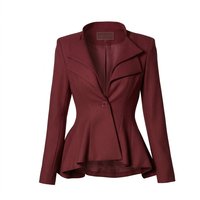 Blazer de costume professionnel pour femme, col en V, double boutonnage, tricoté uni, anti-plis, respirant et confortable