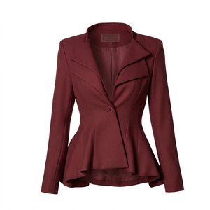 Blazer de costume professionnel pour femme, col en V, double boutonnage, tricoté uni, anti-plis, respirant et confortable - Product Image 2
