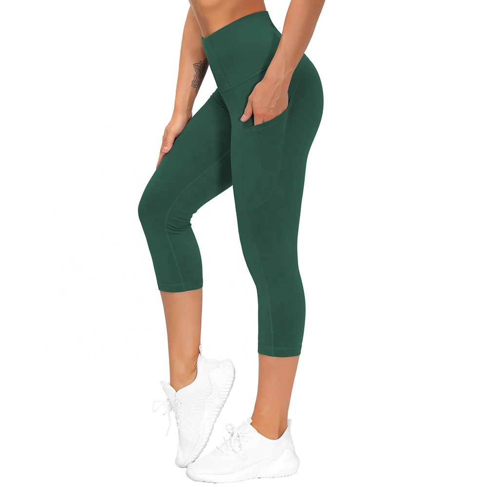 Custom Logo Mid Waist Super Soft 100% Cotton Breathable Solid Yoga Leggings for Women