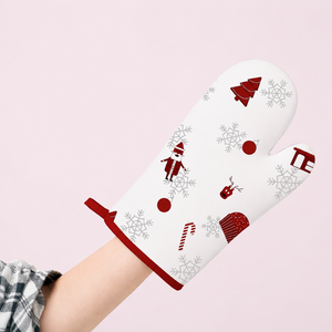 Guantes de Horno de Color Rojo y Blanco con Diseño Navideño de Calidad de Exportación para Uso en la Cocina, Guantes de Horno con Logotipo Personalizado - Product Image 4