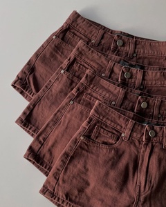Shorts en jean marron vintage de haute qualité, en coton délavé, taille haute pour femme - Product Image 2