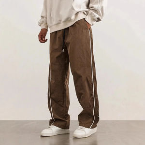 Japanese Style <b>Men</b>’s Wide Leg Pants Casual Loose Straight <b>Drawstring</b> <b>Trousers</b> Embroidered Trendy Streetwear Comfortable - Product Image 2