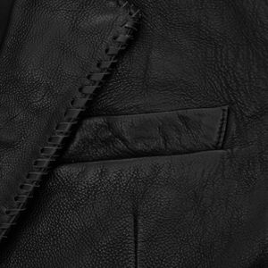 เสื้อเบลเซอร์หนังแท้สีดำสำหรับผู้ชาย แบรนด์ Leather Cult กระดุมเดี่ยว ปกเสื้อพับได้ สไตล์สมาร์ทแคชชวล - Product Image 6
