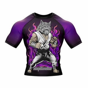 เสื้อรัดรูปสำหรับฝึกซ้อม BJJ แบบยูนิเซ็กซ์ - น้ำหนักเบา 240 กรัม ยืดหยุ่น แห้งเร็ว ไม่หดตัว ผลิตจากผ้าสแปนเด็กซ์/โพลีเอสเตอร์ พิมพ์ลายดิจิทัล ไร้ตะเข็บ - Product Image 1