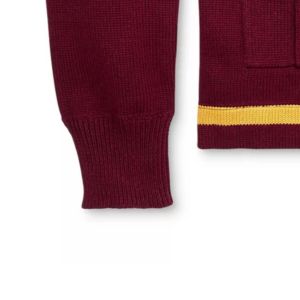 Custom Vintage Style Men's Maroon Striped Knit <b>Cardigan</b> <b>Sweater</b> V-Neck Button Down Long Sleeve College Varsity Casual Outerwear - Product Image 6