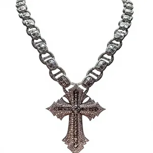 Colgante de Cruz de Jesús Personalizado de Plata de Ley 925 con Incrustaciones Completas de Moissanita Certificada GRA, Chapado en Oro de 10K, Estilo Hip Hop para Fiesta - Product Image 1