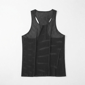 Camiseta sin mangas de malla de poliéster para hombre, transpirable, ecológica, de secado rápido, estilo veraniego, con logotipo personalizado, precio al por mayor, nuevas llegadas. - Product Image 1