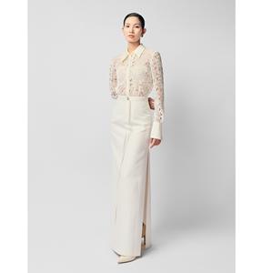 Falda Larga para Mujer Más Vendida, Nueva Falda Larga EVELISSE con Corte en A, Cintura Natural, Midi, Elegante, en Color Blanco - Product Image 1