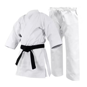 Uniforme de Karate 100% Algodón para Adultos Unisex, Duradero, Corte Regular, Teñido Liso, Disponible en Blanco y Negro con Cinturón - Product Image 1