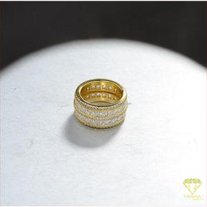 Luxury Lab Grown Diamond 925 <b>Silver</b> Multi Row Statement <b>Ring</b> With Sparkling Stone Details For <b>Men</b> Wholesale Jewelry - Product Image 2