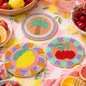 Posavasos Decorativo de Cuentas Bordadas, Hecho a Mano, Forma Personalizada, Protector de Mesa, Trabajo Intrincado con Cuentas para Uso Diario y Especial - Product Image 1