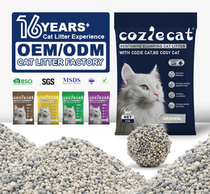 Produsen OEM pasir bijih kucing alami aroma mawar pewangi debu bebas gumpalan bentonit kotoran kucing hewan peliharaan - Product Image 1