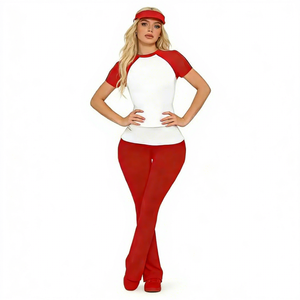 2026Stylish Color-Block Raglan Sleeve Flared Pants <b>Set</b> Breathable Stretchy Two-Piece Outfit for Fashion-Forward Active Women - Product Image 3