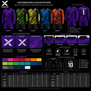 Uniforme de Portero de Fútbol Personalizado, Conjunto de Camiseta y Pantalones Cortos Sublimados, Transpirable, Acolchado, Manga Larga, para Entrenamiento, OEM - Product Image 6