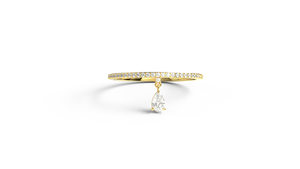 Anillo de Lujo de Oro de 18K con Diamantes Colgantes, Anillo con Corte de Pera, Anillo de Eternidad con Micro Pavé, Anillo de Eternidad Apilable, Joyería Fina para Mujer - Product Image 1