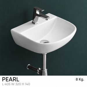 Lavabo Rectangular Moderno PEARL para Colgar en la Pared, con un Solo Orificio, Acabado Cromado, Diseño Minimalista, Garantía de 5 Años, Capacidad de 12L - Product Image 2