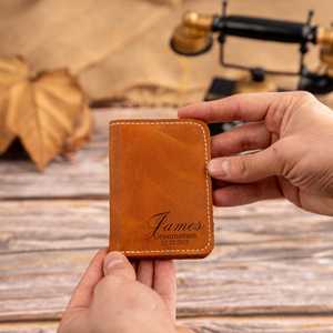 Wholesale Pull Tab Leather <b>Card</b> <b>Holder</b> RFID Blocking <b>Slim</b> Credit <b>Card</b> Case Custom Logo Men's Pocket Wallet LNCR-0035C - Product Image 1
