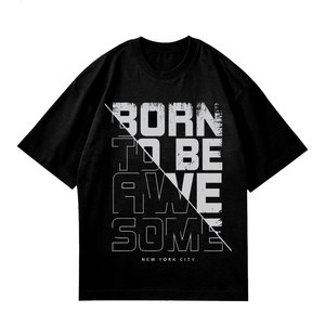 Camiseta Casual de Manga Corta con Cuello Redondo y Estampado de Letras Tie-Dye en la Parte Delantera, Corte Regular para Hombre, 100% Algodón Jersey, Marca Born Be Awesome - Product Image 1