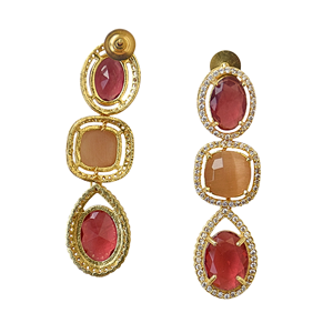 Boucles d'oreilles pendantes goutte d'eau en zircone style Bohème, plaqué or 18 carats, laiton, bijoux fantaisie, pierres colorées, design unique - Product Image 6