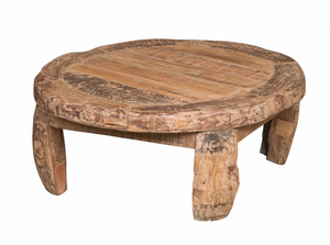 Vintage Rustic Wooden Round Low Height Coffee <b>Table</b> Handcrafted Farmhouse Furniture Living Room Bedroom Dining Home Furniture - Product Image 6