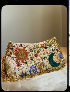 Sac à bandoulière perlé multicolore fait main, broderie de sequins, pochette de soirée pour femme, sacs à main de style bohème, best-seller - Product Image 6