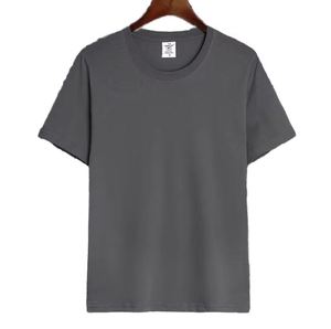 T-shirt en coton uni gris à manches courtes pour homme, col rond, coupe classique, jersey décontracté, couleur unie - Product Image 3