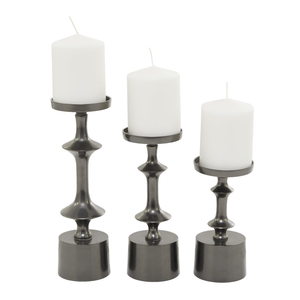Porte-bougie moderne pour la décoration de la maison, support à bougie décoratif de qualité supérieure, aluminium coulé noir brillant, fait main, personnalisé - Product Image 4