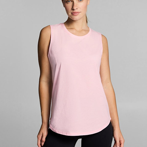 Débardeur rose sans manches pour femme, col rond, en coton tricoté, décontracté, respirant, couleur unie, longueur normale - Product Image 1