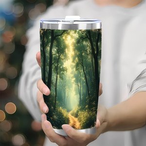 Gobelet isotherme en acier inoxydable de 20 oz à double paroi, design forêt - Product Image 3