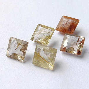 Piedra Preciosa Natural de Rutilo Dorado, Corte Cuadrado Facetado, Piedra Suelta Calibrada para Joyería - Product Image 6