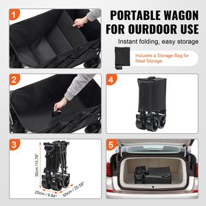 Carrello Pieghevole 220 L per Ogni Terreno, Carrello da Spiaggia con Ruote Resistenti, Capacità Massima 150 Kg, Portabevande per lo Shopping - Product Image 6