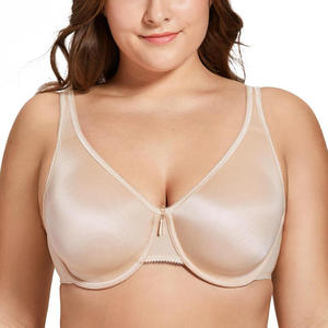 Soutien-gorge à armatures grande taille pour femme, maintien élevé, respirant, lisse, sans coutures, couvrance totale, col en V, yoga, fermetures éclair, Spandex/Polyester - Product Image 6