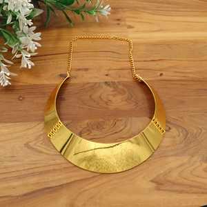 Collar de Oro y Plata con Diseño de Luna Creciente, Joyería Moderna Minimalista, Gargantilla Atrevida - Product Image 2