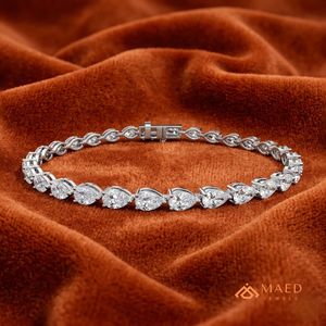 925 Sterling Silver Gold Plated Pear Cut Moissanite Tennis <b>Bracelet</b> <b>for</b> Women San Francisco Modern Fine Jewelry Fashion Style - Product Image 5