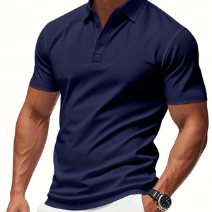 Men's Navy <b>Blue</b> Printed Casual Shirt Breathable Short Sleeve Golf Business Wear Urban Style Lightweight Comfortable Summer - Product Image 5