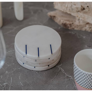 Modern Sustainable <b>Marble</b> <b>Coaster</b> Set Eco-Friendly Durable Washable Natural Stone for Dining - Product Image 3
