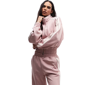 Women Fleece Cropped Crew Neck Sweatshirt Tracksuit Set <b>Cuffed</b> Jogger <b>Trousers</b> Casual Winter Two Piece Lounge Outfit - Product Image 3