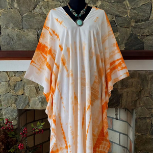 Vestido Kaftan Boho Shibori Tie Dye de Rayón, Talla Grande, para Playa o Descanso - Product Image 1