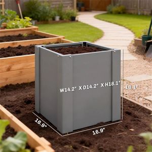 Jardinière surélevée et bac de plantation gris pour extérieur, pot de fleurs élégant pour usage intérieur/extérieur - Product Image 6