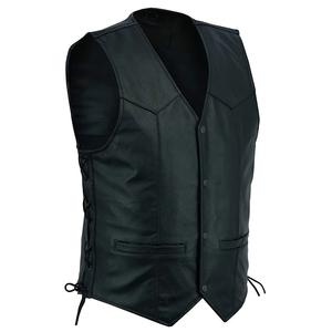 Chaleco de Cuero 100% Original para Hombre, Precio Razonable, Chaleco de Cuero Negro de Alta Calidad, Chaqueta sin Mangas para Motocicleta CP-MLV-02 - Product Image 3