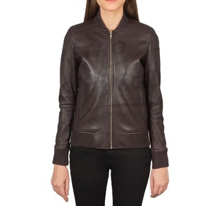 Women Burgundy Real <b>Leather</b> Bomber <b>Jacket</b> Slim Fit Premium Sheepskin Casual Winter Outerwear Fashionable Zip Up Coat - Product Image 1